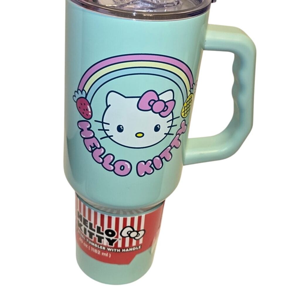 Hello Kitty 40 oz Stainless Steel Tumbler Lime Green with Lid and Straw